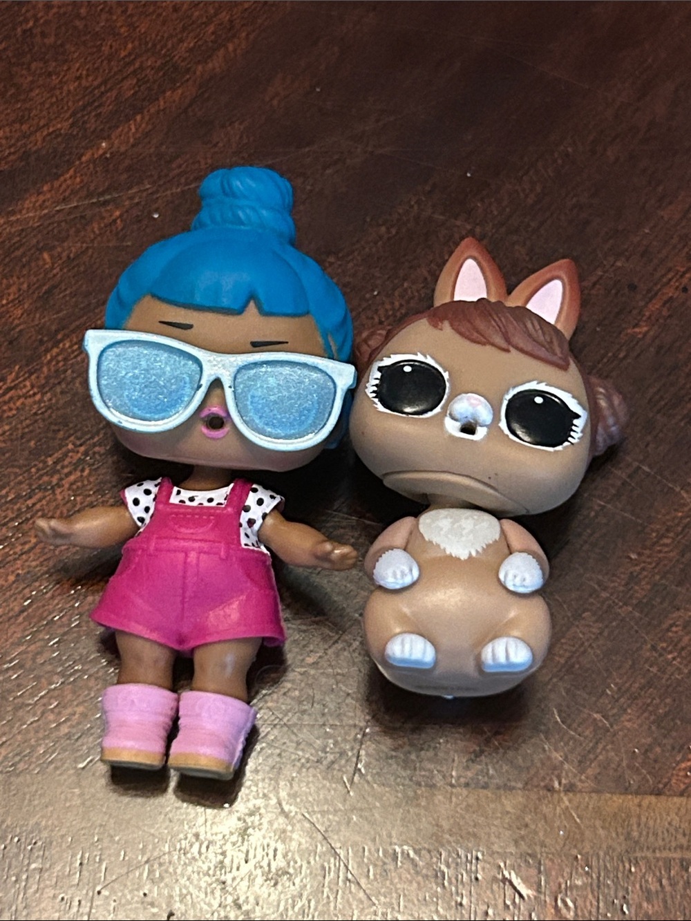 L.O.L. Surprise! Doll with Bright Blue Hair and Hot Pink Overalls and pet friend
